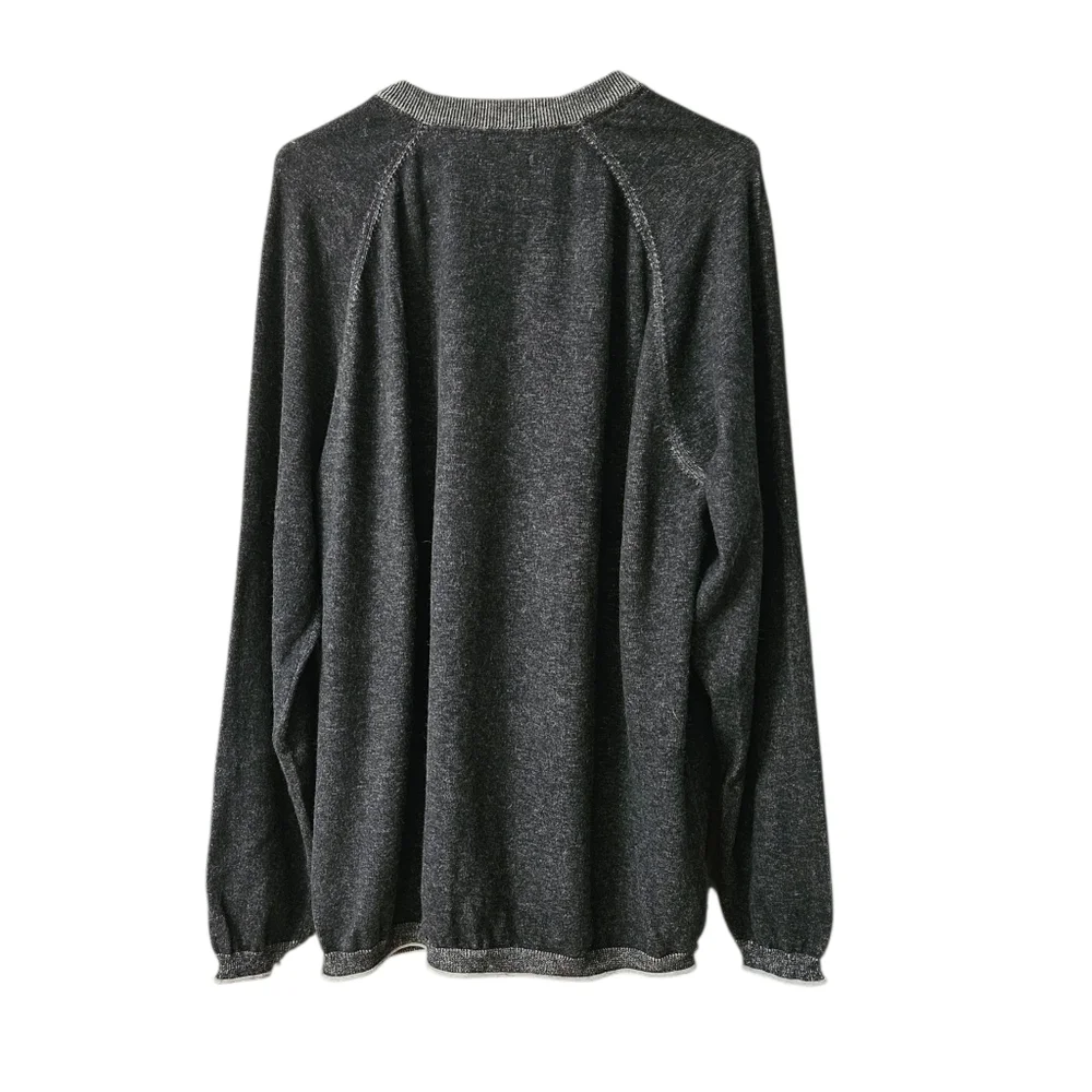 32 Bar Blues Men's Henley Pullover Sweater Cotton Cashmere XL Black Gray